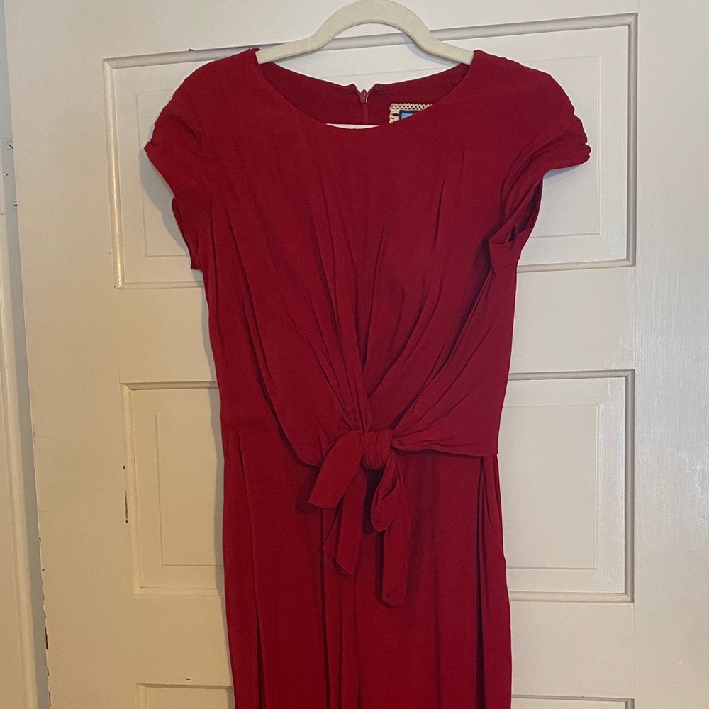 Mauve Red Tie-Front Jumpsuit